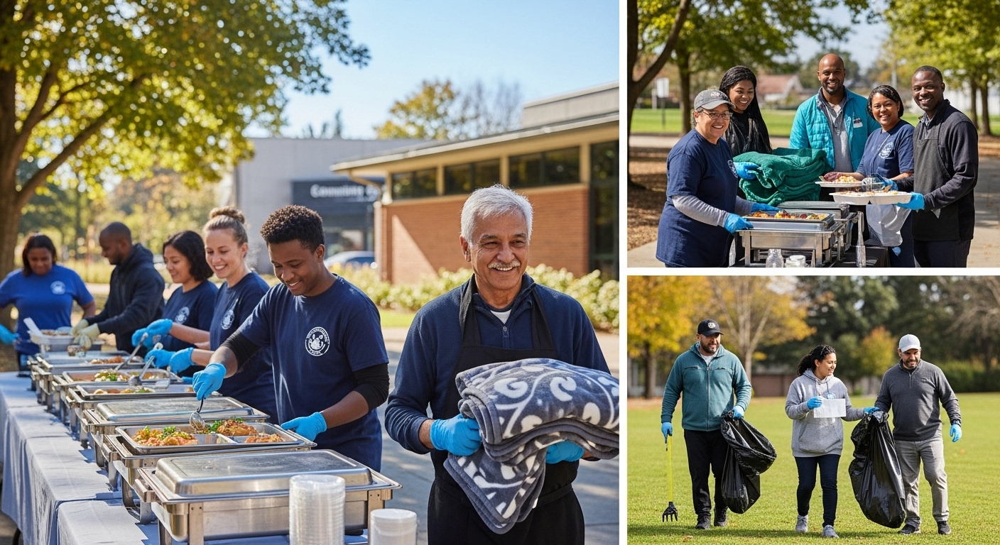 Image of people helping, community serving, or church volunteers