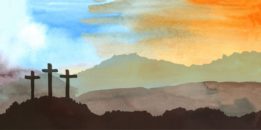 graphicstock watercolor vector illustration hand drawn easter scene with cross jesus christ crucifixion Hd1IfaBz