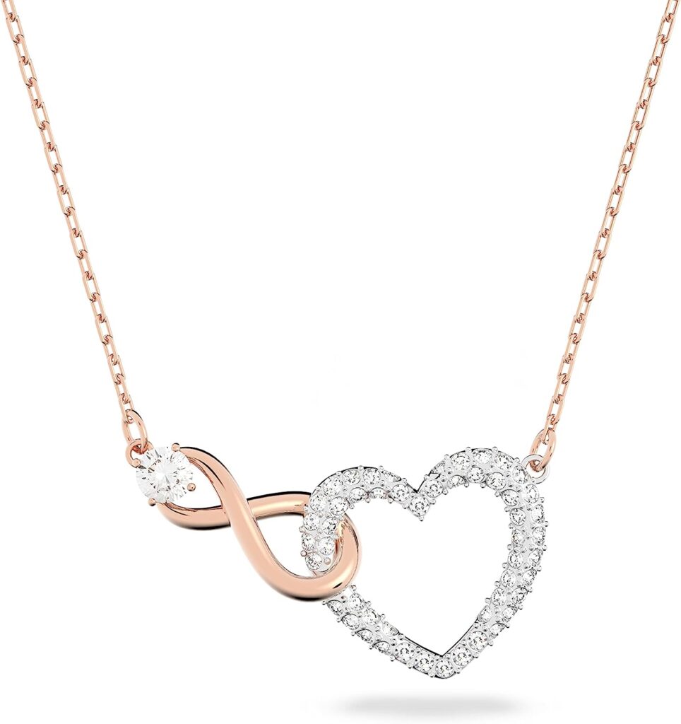 Swarovski Infinity Heart Jewelry Collection, Necklaces and Bracelets, Rose Gold  Rhodium Tone Finish, Clear Crystals