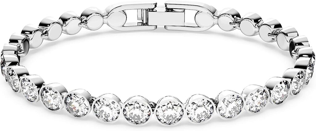 Swarovski Tennis Bracelet and Earring Jewelry Collection, Rhodium Finish, Clear Crystals