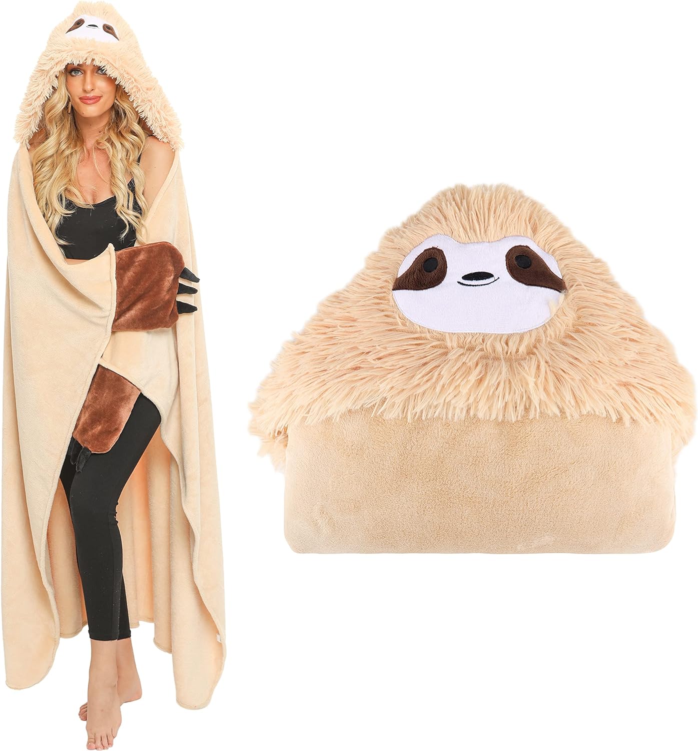 Moyel Sloth Blanket Fuzzy Soft Warm Wearable Hooded Blanket Birthday Gifts for Women Christmas Valentines Day Mothers Day Mom Gifts Sloth Gifts for Mom Friend Wife Sister Granddaughter Girlfriend
