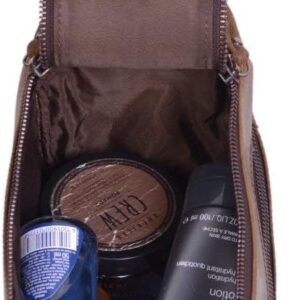 premium buffalo leather unisex toiletry bag travel dopp kit shaving kit distressed tan review