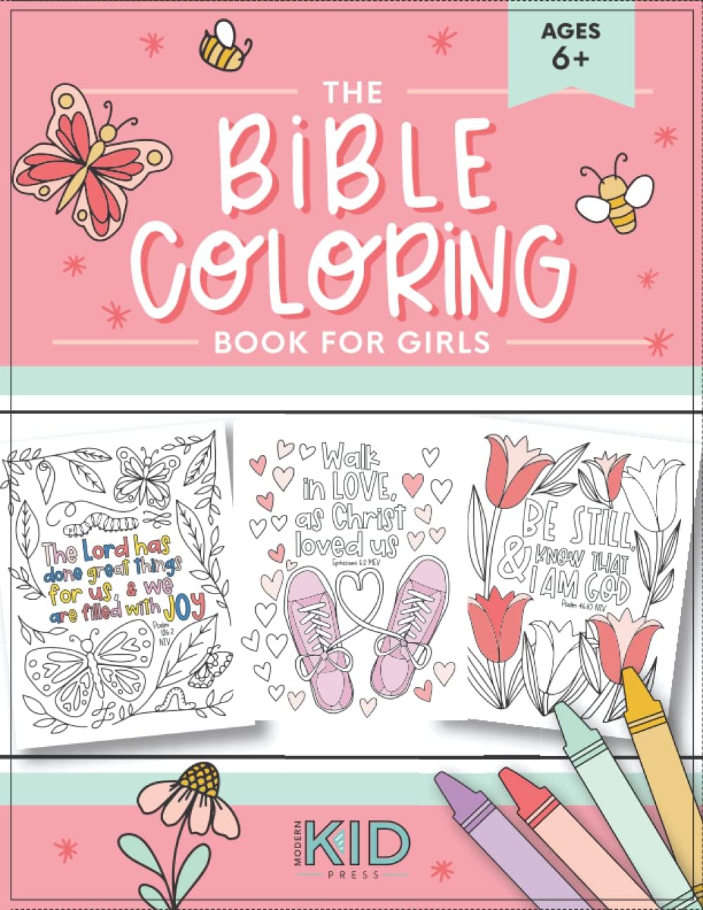 The Bible Coloring Book for Girls: Color 40 Cute Designs of Inspirational Verses  Christian Artwork