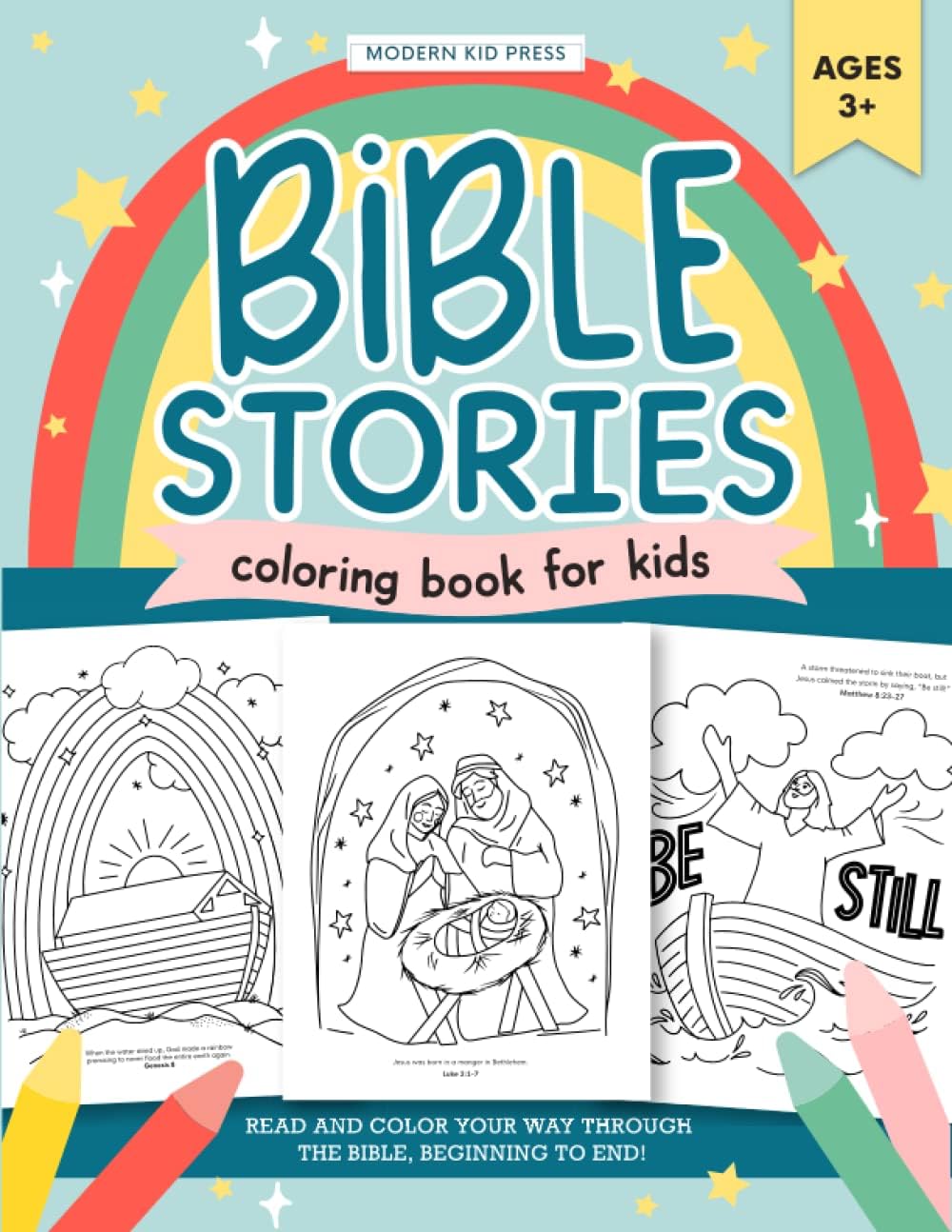 The Bible Stories Christian Coloring Book for Kids: Read and Color Your Way Through the Bible, Beginning to End