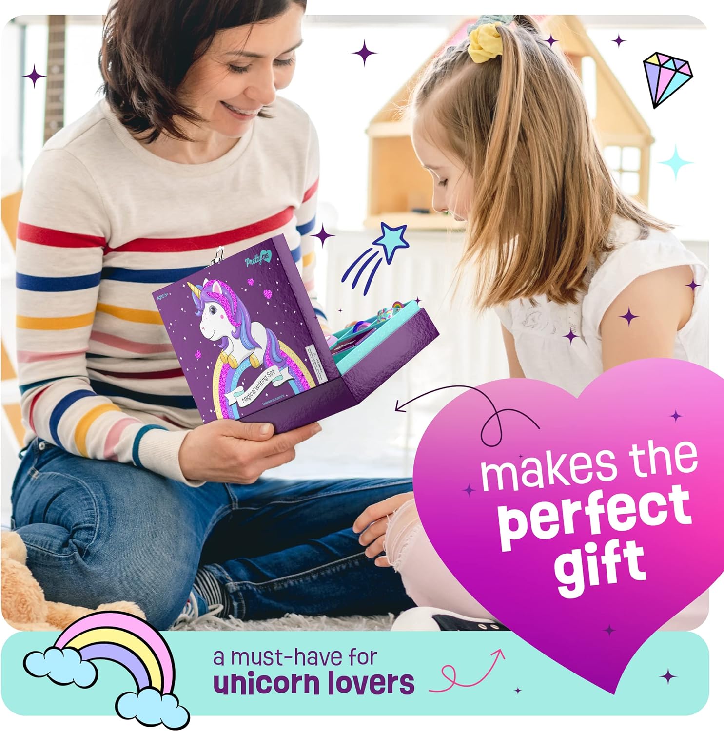 Unicorn Stationery Set for Kids - Unicorn Gifts for Girls Ages 6, 7, 8, 9, 10-12 Year Old - Stationary Letter Writing Kit - Best Girl Birthday Gift - Preteen Craft Toys, Christmas Presents