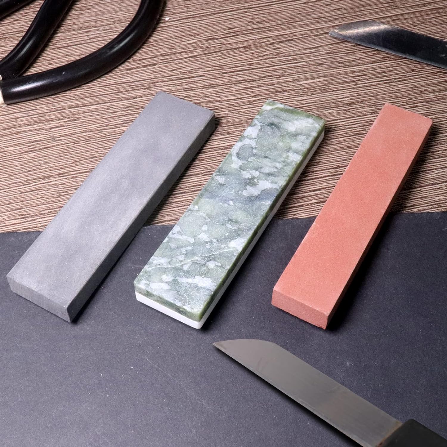 CBRIGHT Sharpening Stone Set - 3pcs Knife Sharpener Grinding and Polishing Pocket Size Whetstone Set Polishing Assorted Size Oil Stone (8000#-10000#,800#,320#)