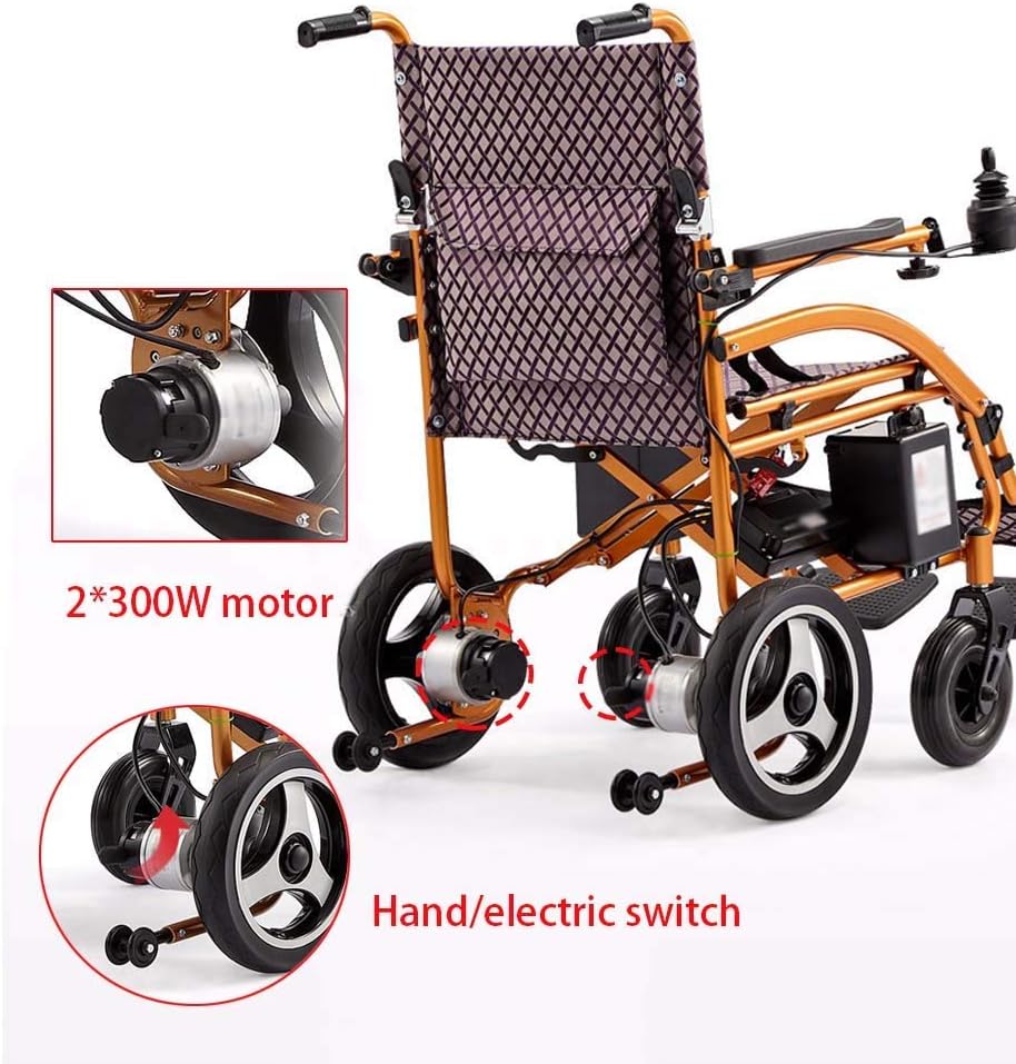 Fashion Portable Wheelchair Heavy Duty Electric Powered Wheelchair Folding Lightweight Motorized Wheelchairs Mobility Scooter Convenient For Home And Outdoor Use Seat Width 41Cm Load Bearing 100Kg Por