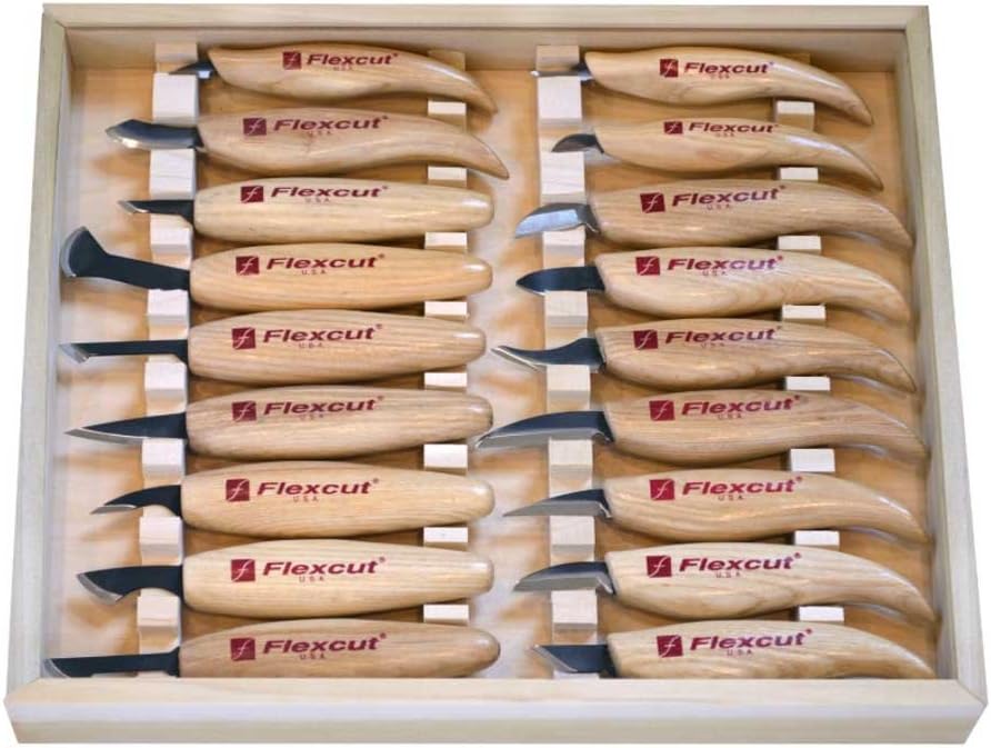 Flexcut Beginner Palm  Knife Set, All-Purpose Cutting Knife and Detail Knife Included, with 2 Palm Tools (KN600)