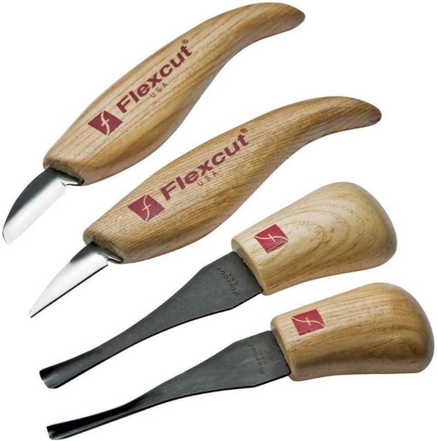 Flexcut Beginner Palm Knife Set, All-Purpose Cutting Knife and Detail Knife Included, with 2 Palm Tools (KN600)