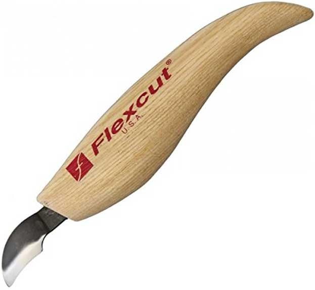 Flexcut Roughing Knife, High Carbon Steel Blade, Ash Handle, 1-3/4 inch Blade Bevel Length, (KN14)