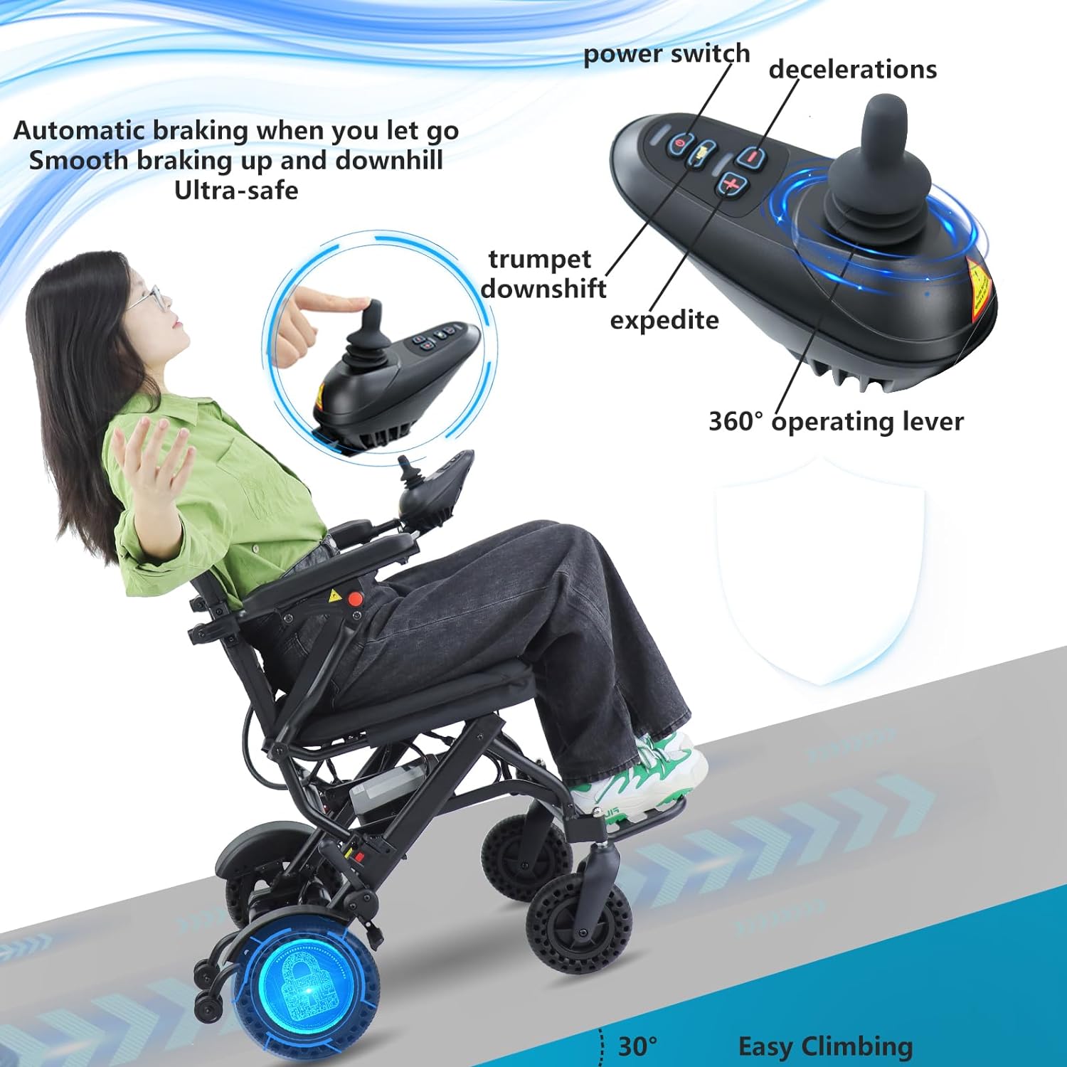 Lightweight Electric Wheelchairs (only 30lbs) for Adults- Travel Size - Airline Approved - Foldable Electric Power Wheelchair Support 220lbs, Motorized Wheelchairs for Seniors