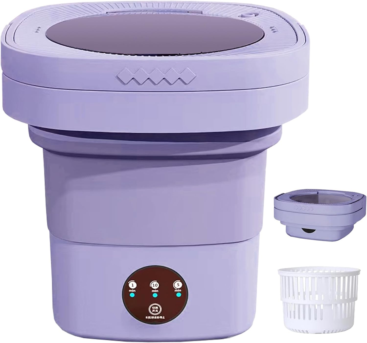 Portable Washing Machine and Dryer Combo, Mini Folding Washing Machine Portable with Disinfection Function, Small Portable Washer and Dryer Combo for Apartments, Dorm, Camping, RV, Travel 6.5L purple