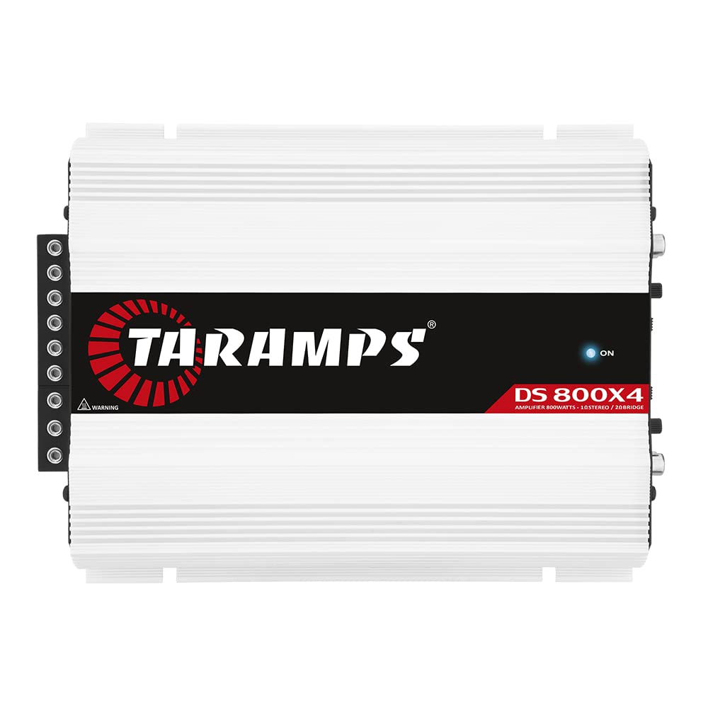 Taramps DS 800x4 1 Ohm 800 Watts RMS 4-Channel 200x4 RMS, Class D, Full Range, Crossover High / Low Pass Fixed, Bridgedable Car Audio Amplifier, White