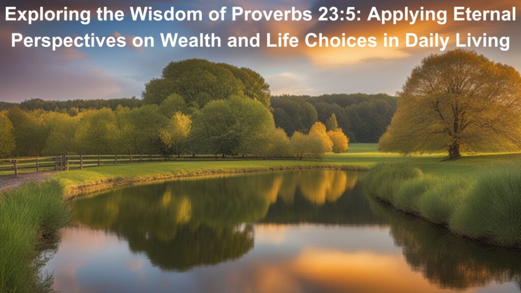 Exploring the Wisdom of Proverbs 235 Applying Eternal Perspectives on Wealth and Life Choices in Daily Living