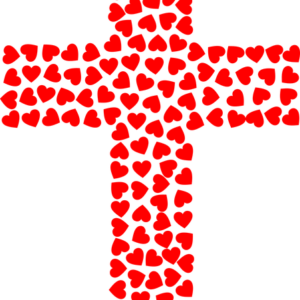 cross with hearts