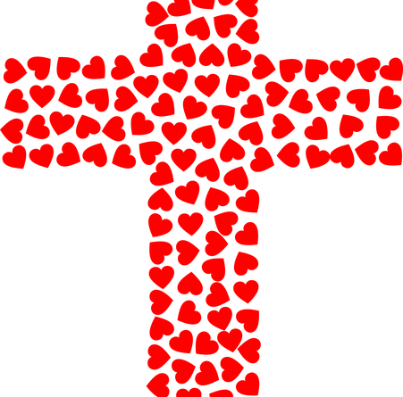 cross with hearts