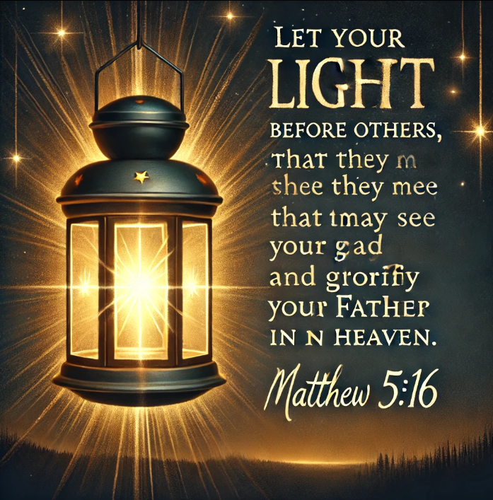 Matthew 5:16 (NIV): "In the same way, let your light shine before others, that they may see your good deeds and glorify your Father in heaven."