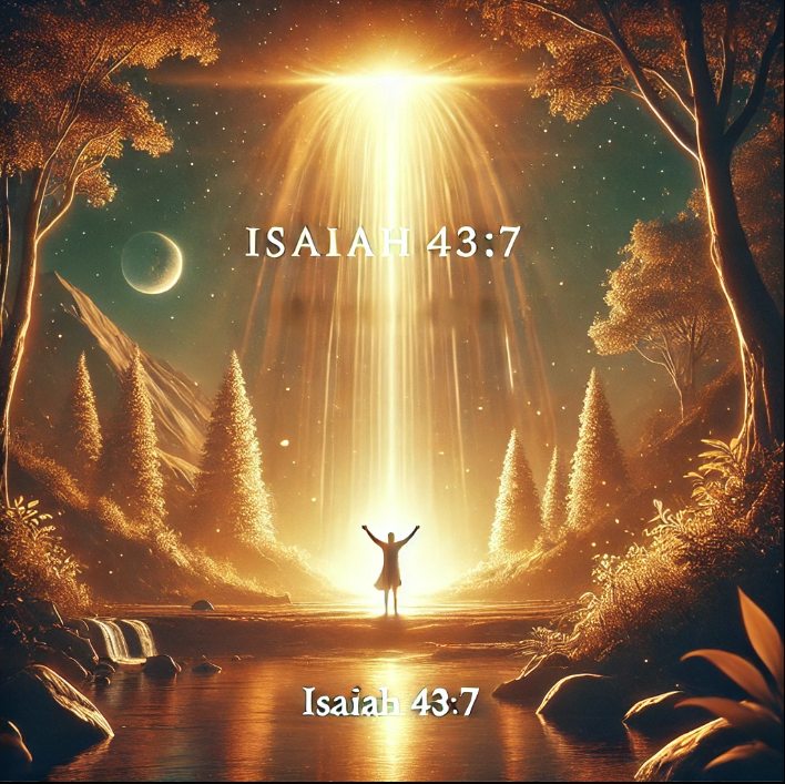 Isaiah 43:7: “Everyone who is called by my name, whom I created for my glory, whom I formed and made.”