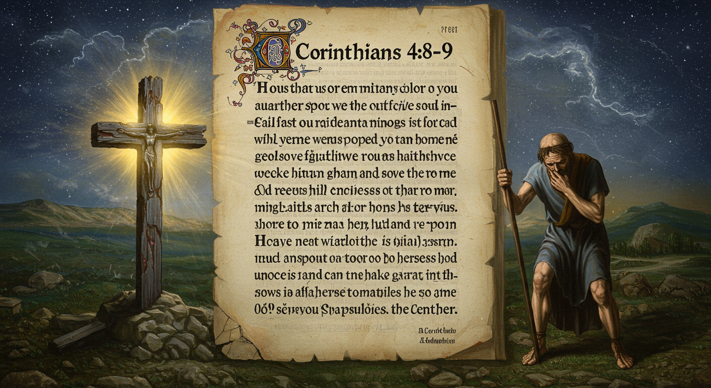 Discover resilience in life's trials with 2 Corinthians 4:8-9 1 2 Corinthians 4:8-9 (NIV): “We are hard pressed on every side, but not crushed; perplexed, but not in despair; persecuted, but not abandoned; struck down, but not destroyed.”