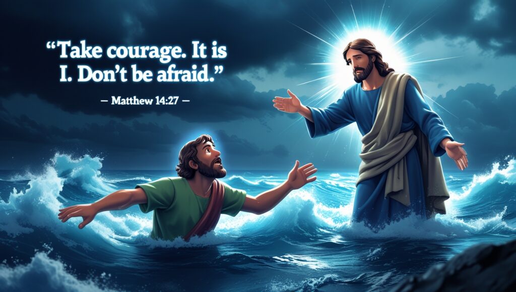 Trusting in Stormy Waters: Lessons from Jesus Walking on Water (Matthew 14:22-33) 3 Leonardo Phoenix 10 Scene A stormy sea under a cloudy night sk 1