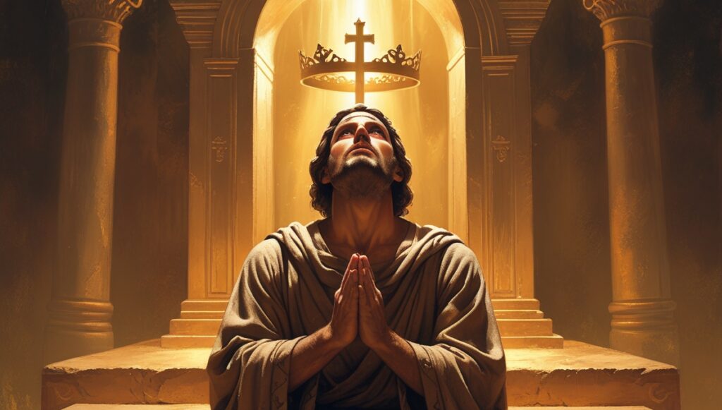 God’s Promise to David: A Kingdom Without End 2 Leonardo Phoenix 10 King David is depicted kneeling in reveren 0