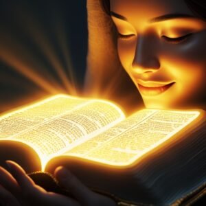 Leonardo Phoenix 10 image of glowing Bible pages with soft war 3