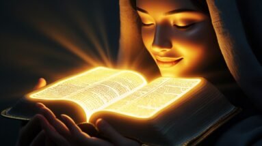 Leonardo Phoenix 10 image of glowing Bible pages with soft war 3