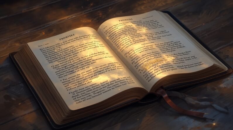 Lucid Origin Illustration of an open New Testament Bible with 3