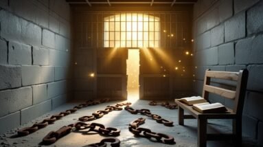 Leonardo Phoenix 10 A dimly lit prison cell with cold grey sto 0