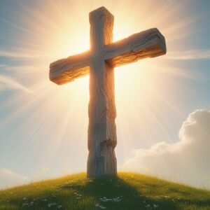 Leonardo Phoenix 10 A majestic cross stands tall on a serene h 3