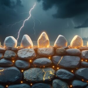 Leonardo Phoenix 10 A strong stone wall with glowing living st 1