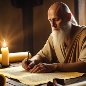 Leonardo Phoenix 10 An ancient scribe with a wise and focused 2