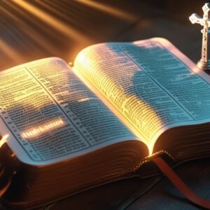 Leonardo Phoenix 10 An open leatherbound Bible on a worn woode 0