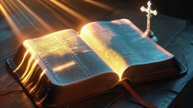 Leonardo Phoenix 10 An open leatherbound Bible on a worn woode 0