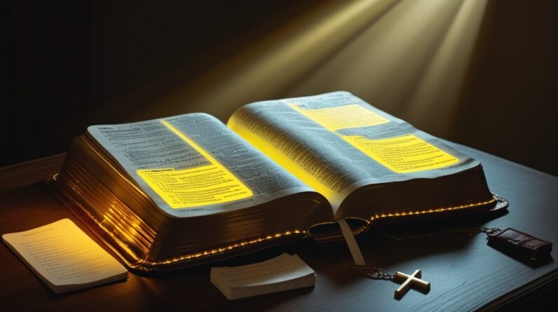 Leonardo Phoenix 10 An open leatherbound Bible with thin golde 0