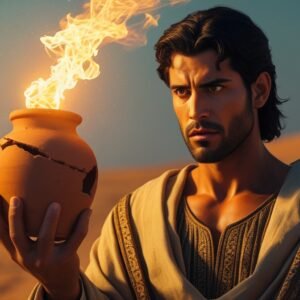 Leonardo Phoenix 10 Gideon stands in a biblical setting with a 1