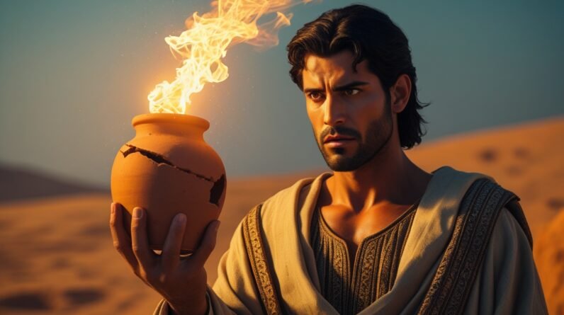 Leonardo Phoenix 10 Gideon stands in a biblical setting with a 1