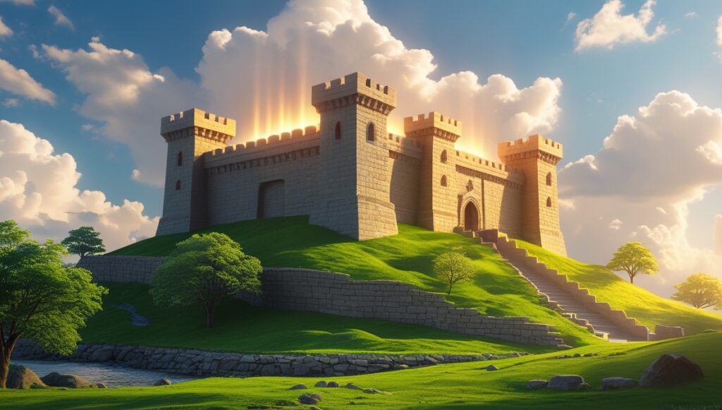 God’s Promise of Refuge in Psalm 46 3 Leonardo Phoenix 10 Majestic strong fortress with sturdy stone 1