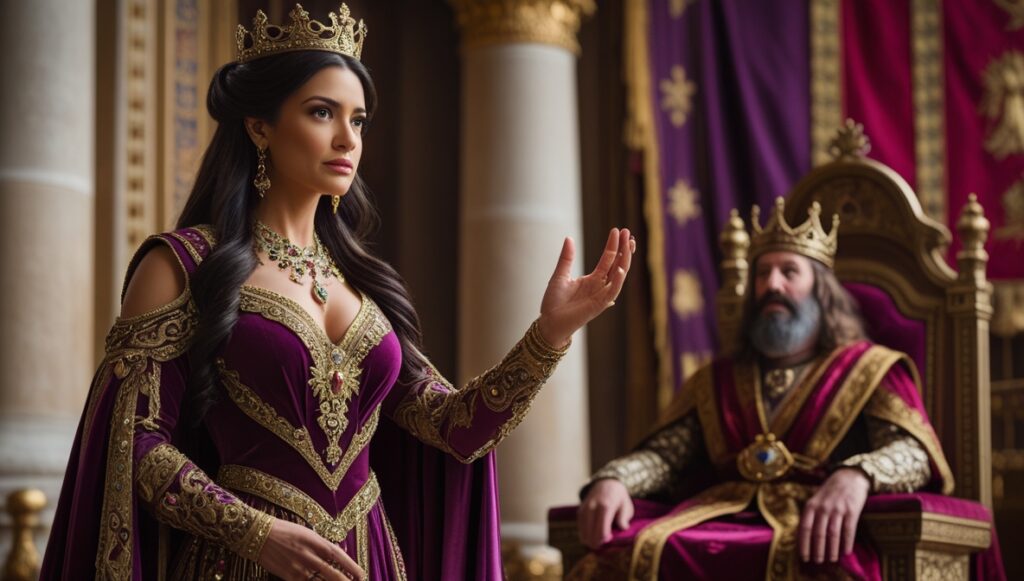 Esther’s Boldness: How One Woman Changed a Nation 2 Leonardo Phoenix 10 Queen Esther stands before the king with u 0