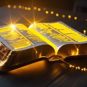 Leonardo Phoenix 10 A radiant Bible lies open on a dark wooden 0