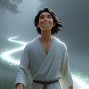 Leonardo Phoenix 10 A serene figure with a gentle smile and up 0