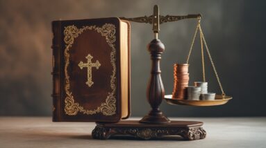Saving and Spending: What the Bible Says About Money 2 Phoenix 10 A delicate ornate balanced scale with a worn leathe 3