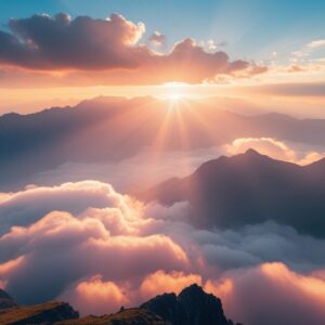 Phoenix 10 A serene sunrise unfolds over majestic mountains wi 3