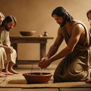 Phoenix 10 Jesus washing His disciples feet in a warm softlit 0