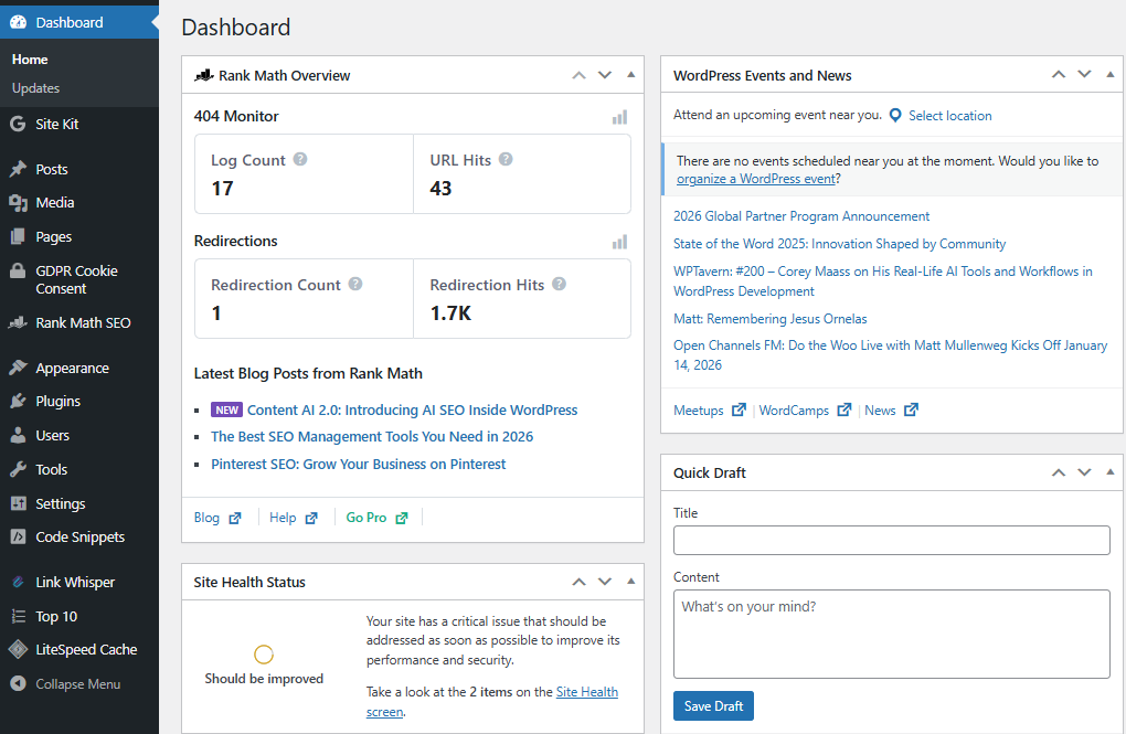 Screenshot 2026 01 14 195615 WP Dashboard