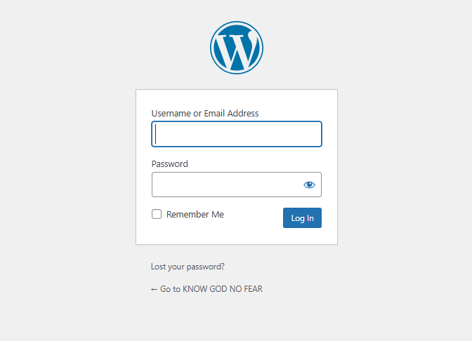 WordPress login screen
