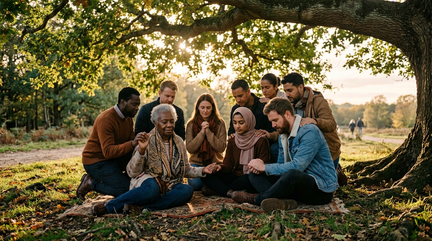 People praying together outdoors 202605010833