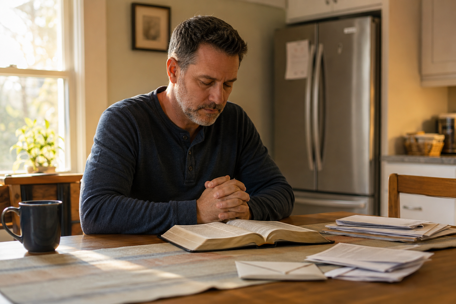 A believer bringing anxiety to God and seeking His peace in prayer