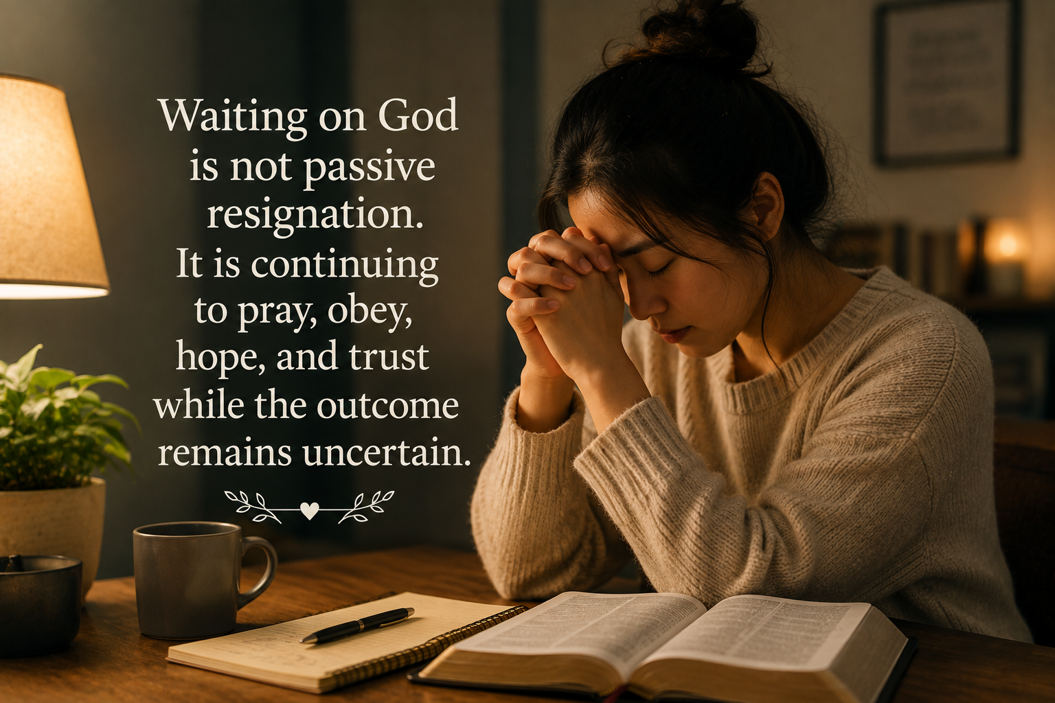 Patience means trusting God while you wait and continuing to pray