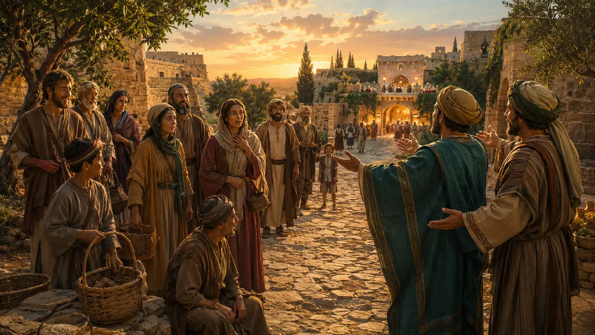 Servants inviting people from the roads to the wedding banquet